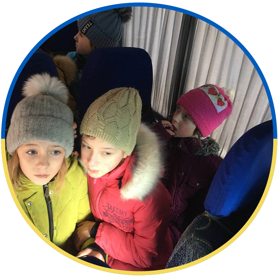 On the way to safety. Moving out of combat zone in Ukraine.